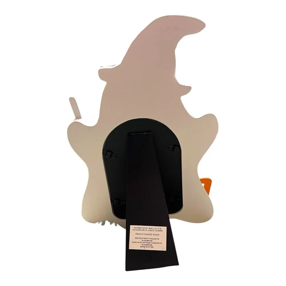 “Boo!” Ghost In Witch Costume Wooden Picture Frame With Appliqués 4x 6 Picture